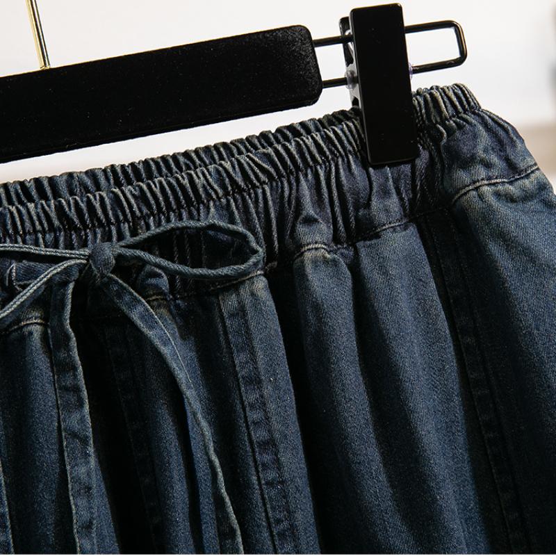 Dámské jaro podzim plus velikost ležérní volné kalhoty džíny s vysokým pasem
