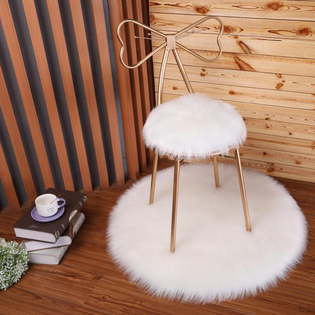 2pcs Seat Cushion Pad Artificial Mat White 33cm