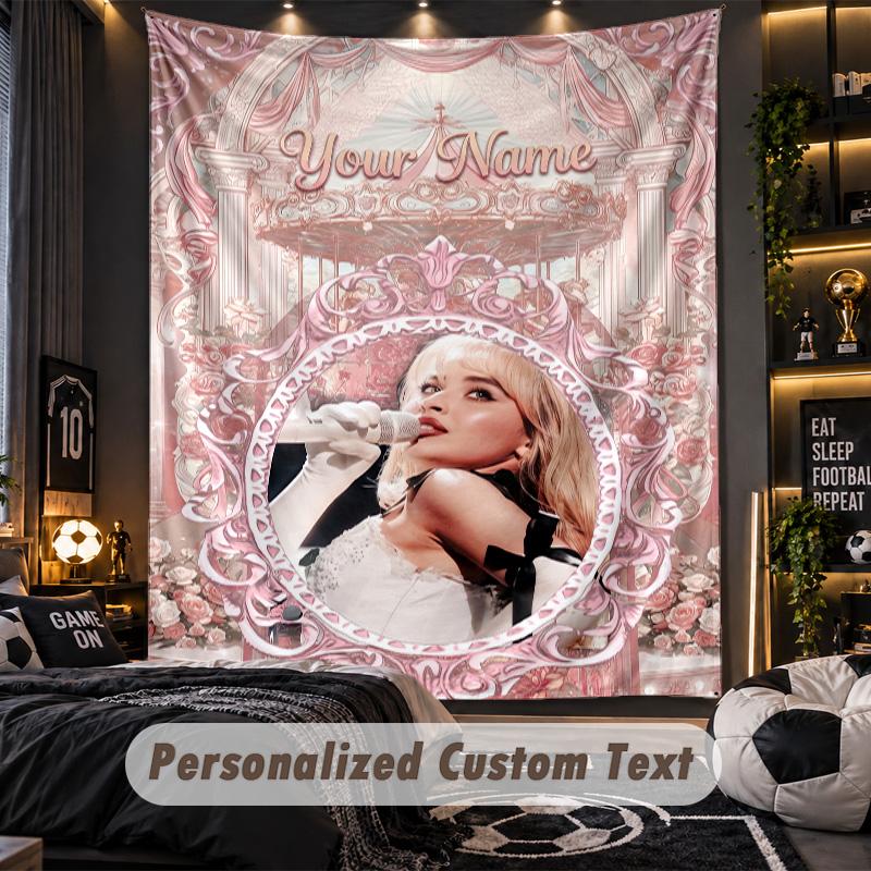 Personalized Wall Tapestry,Sabrina Carpenter Custom Printed Name, Fabric Wall Art For Indoor Room Backdrop