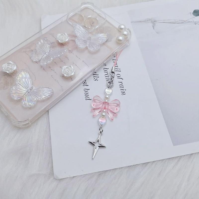 Lovely Bowknot Heart Cross Star Phone Charm Straps Car Keys Hanging Pendants Bag Decoration Lanyard Purse Accessories