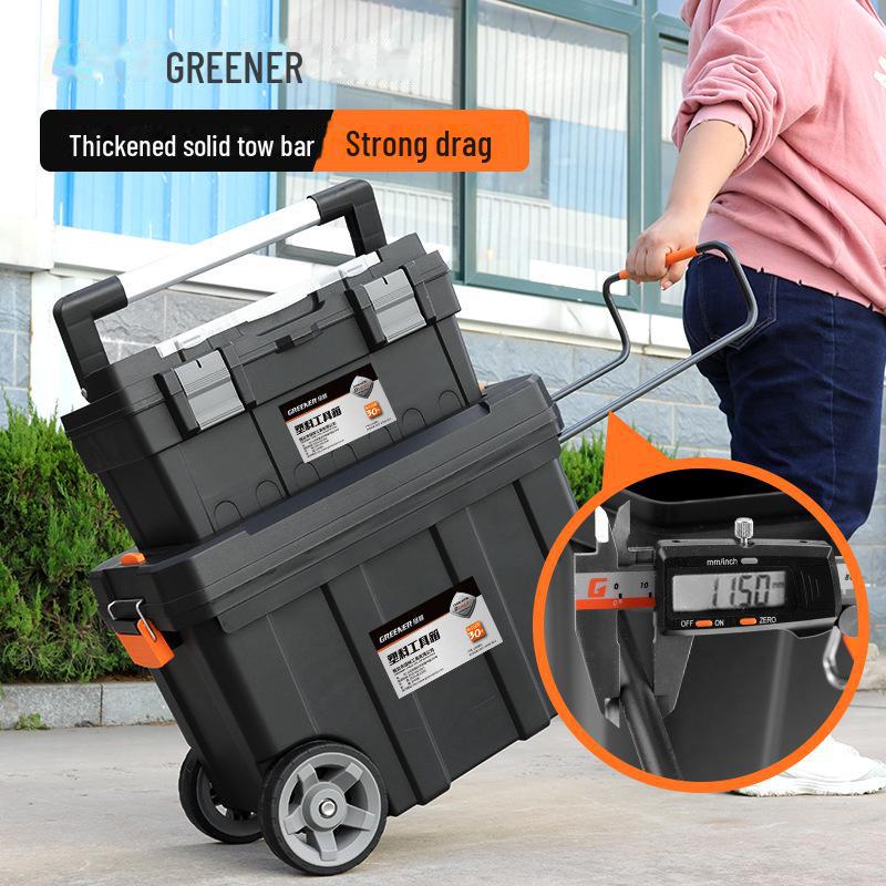 "Green Forest Portable Wheeled Tool Storage Box: Large, Multifunctional Household and Electrical Hardware Organizer"