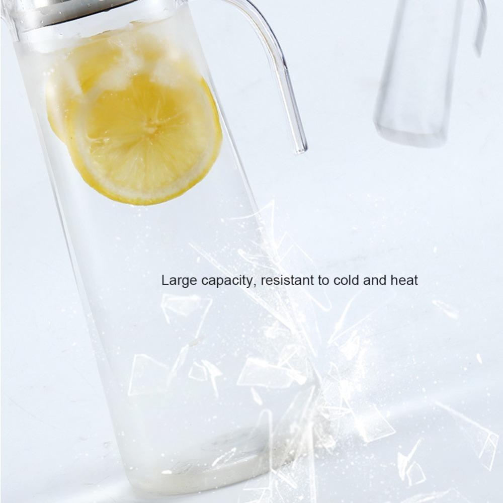 Bamboo Lid Transparent Water Pitcher Transparent Cold Water Pitcher Acrylic Juice Bottle Bar Use Stainless Steel Lid