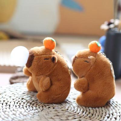 1-20PCS Plush Persimmon Wagging Tail Capybara Key Pendant Cute Plush Keychain Plush Doll Toy Schoolbag Pendant Gift Pendant