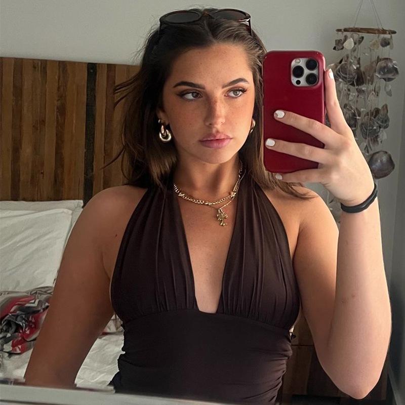 Halter Neck Deep V-neck Halter Sleeveless Vest