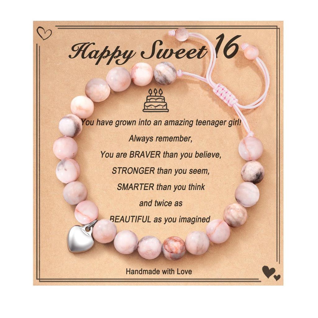 Pink Zebra Heart Pendant Bracelet - Adjustable Flat Knot Weaving, Perfect Back-to-School or Birthday Gift