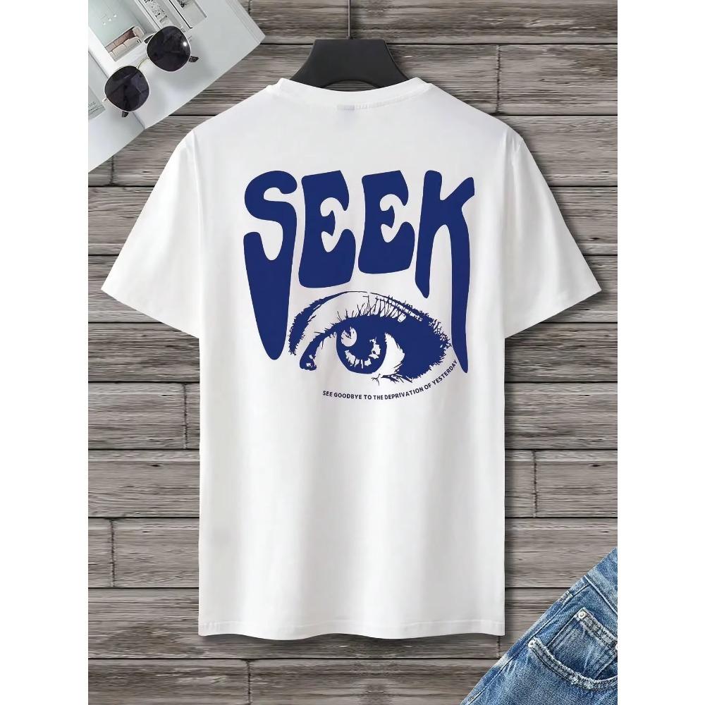 Seek Anticipated Gaze Printing T-Shirts Men Soft Loose Tshirs Breathable Summer Street Hip Hop T-Shirts Cotton Loose Tee Clothes