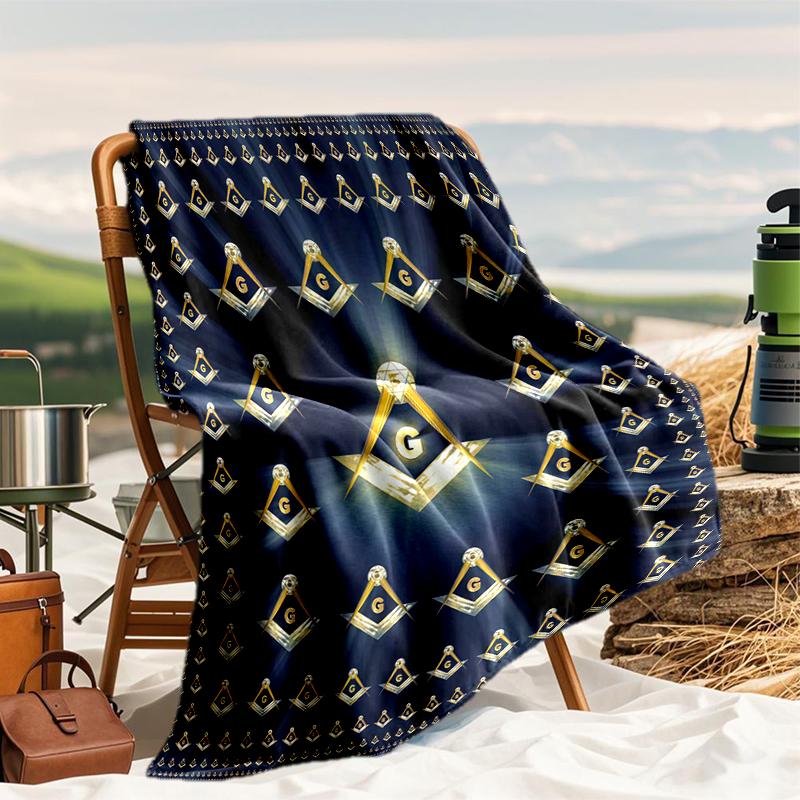 1PC The Square-of Freemasonry Printed Blanket, Al Season Lightweighsonry Blanket Home Office Outdoor Nap Multifuncsonry Blanketional Blanket