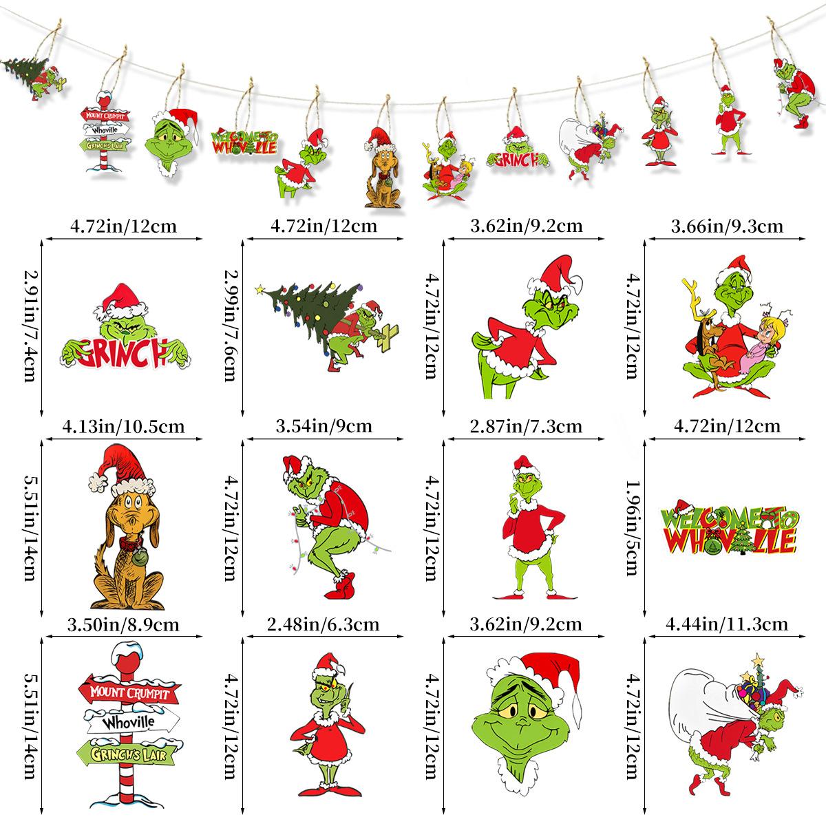 

Christmas Christmas Tree Pendant, Grinch Green Hair Monster Hemp Rope Paper Tag Pendant Customization Grinch tag [type B]