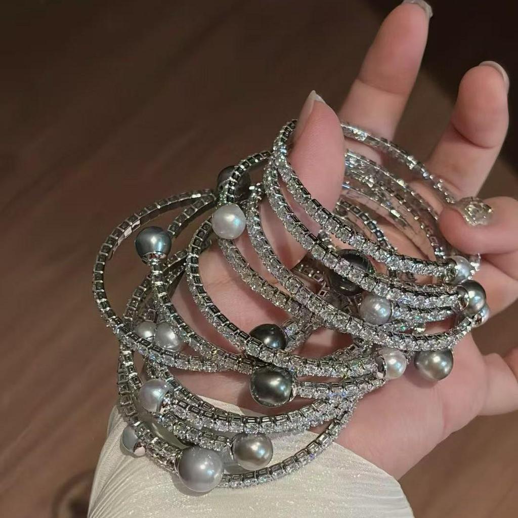 Tahiti Pearl & Zirconia Bracelet, Versatile Korean Design, Perfect Friendship Gift for Women.