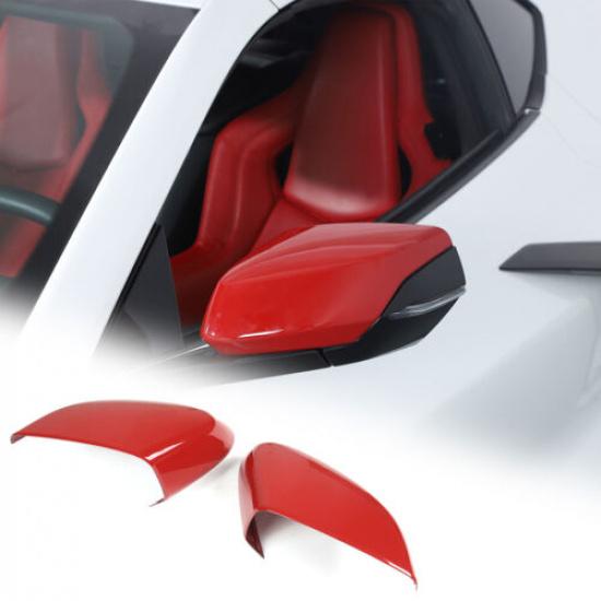 ABS Red Side Review Mirror Cover Trim For Corvette C8 -25