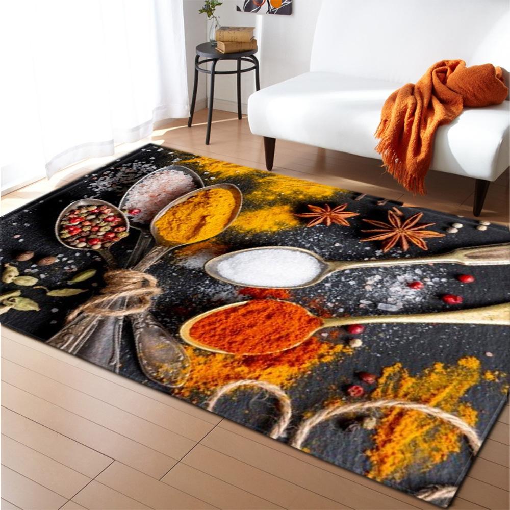 Kitchen Condiments 3D Carpet for Boys Girls Bedroom Seasoning Living Room Area Rug Absorbent Kitchen Rugs Anti-Slip Bathroom Mat