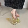 Fashion Versatile Casual Exquisite Flower Sequined Crystal Shoes Women's 2025 Summer New Outer Wear Jelly Shoes Cool Slippers