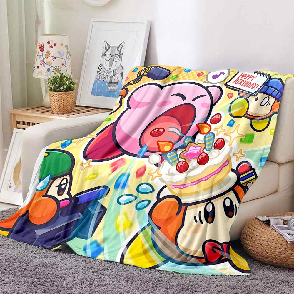 1pc Kirby Party Soft Skin-Friendly Flannel Blanket with Digital Printing, Various Sizes Available for Family, Friends, Birthday