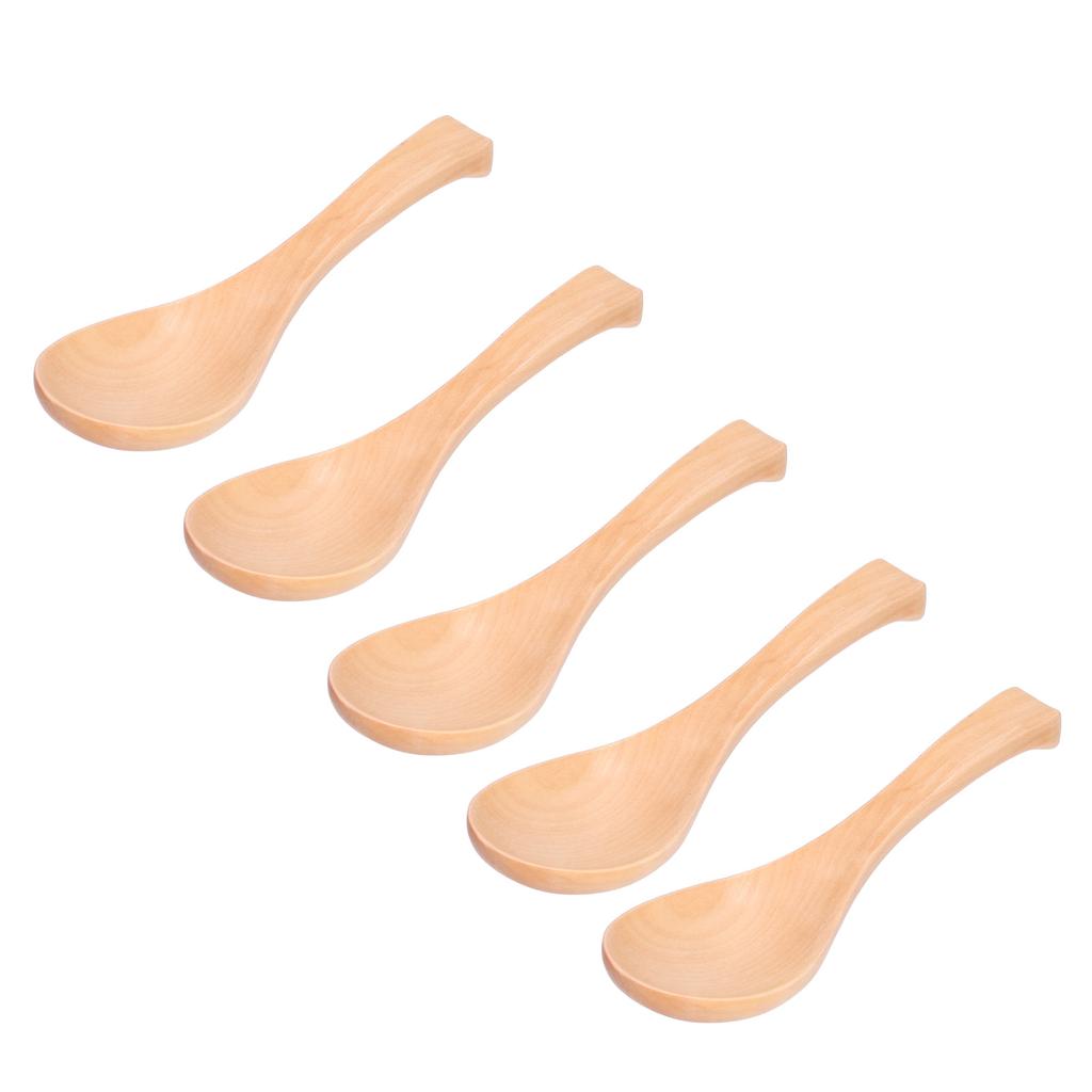 5 Stück Holzlöffel Natur Handpoliertes Geschirr Küchenhelfer für Zuhause Restaurant
