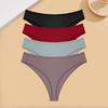 FINETOO 4Pcs Cotton Ribbed Underwear Women's Sexy Low-Waist Breathable Thongs Girls Sports Panties Stretchy T Back Soft Lingerie