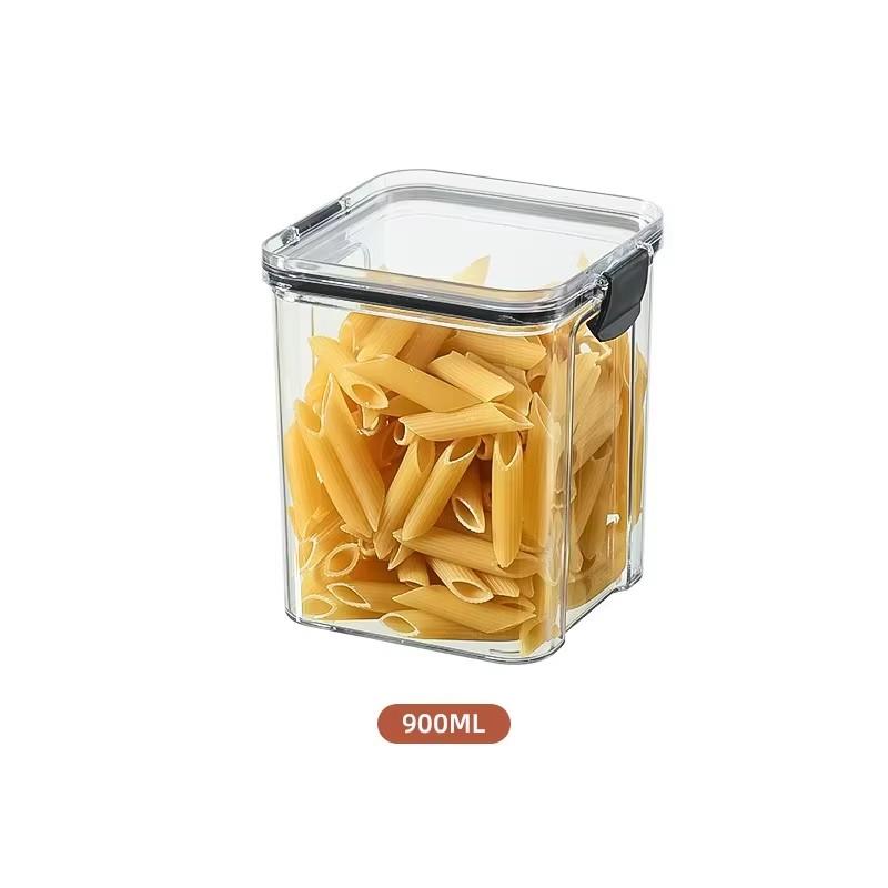 Transparent Storage Box Rectangular Stackable Food Grade Sealed Tank Square Moisture-proof Storage Box Kitchen 900ml 1300ml