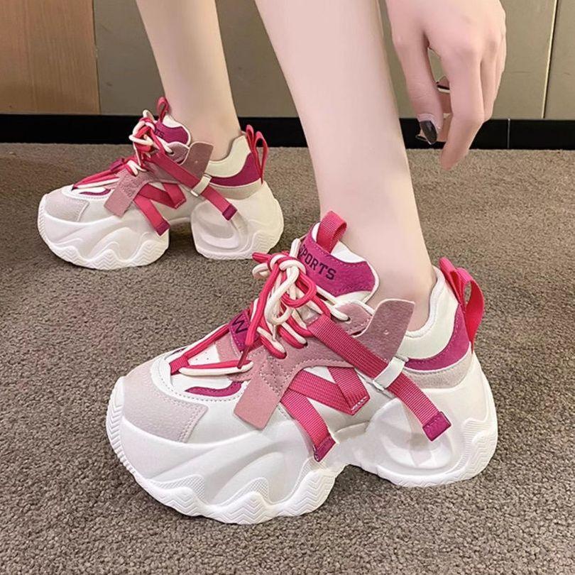 

Autumn Winter Korean Style Chunky Sneakers Women s Versatile Running Shoes Thick Sole Breathable Sports Shoes for Students 40