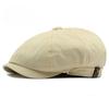 Vintage Octagonal Newsboy Cap for Men Women Retro Plain Solid Color Baker Boy Beret British Cabbie Flat Ivy Cap Side Button Accent
