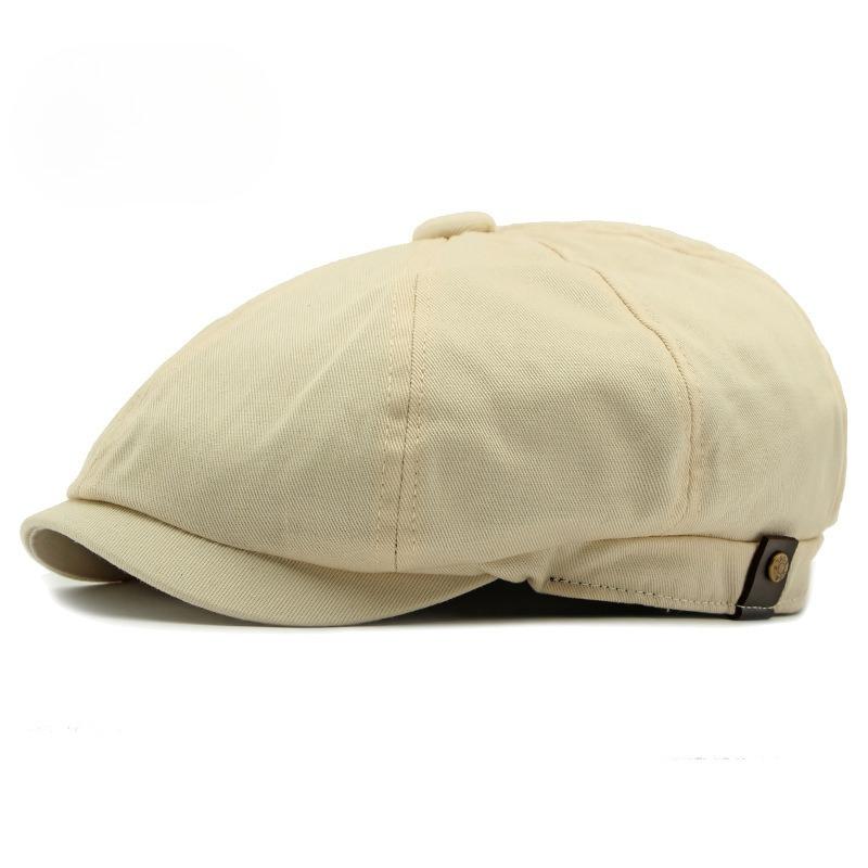 Vintage Octagonal Newsboy Cap for Men Women Retro Plain Solid Color Baker Boy Beret British Cabbie Flat Ivy Cap Side Button Accent