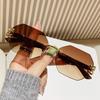 1 Stück randlose rechteckige Sonnenbrille Mode Farbverlauf-Linse Trendige Unisex-Sonnenbrille für den täglichen Gebrauch