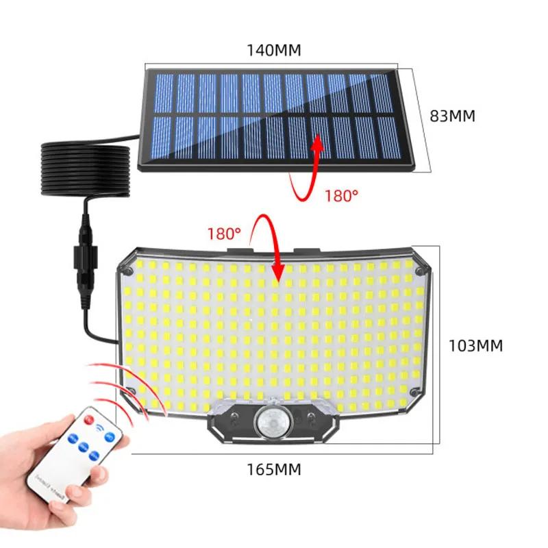 Outdoor Solar Wall Lights Motion Sensor Light 234LED Security Light Waterproof Wide Angle Remote Control Wall Shed Garden Light