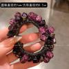 1PC high-end fuchsia head flower crystal hair band women's ponytail headrope 2025 new ball head tie hair rubber band hair accessories
