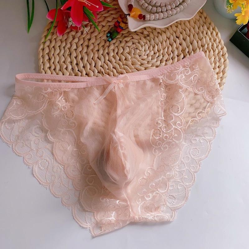 1 szt. Bezszwowe majtki Seduction Koronkowa Seksowna bielizna Przezroczyste Plus size Osobowość Majtki męskie Włókno poliestrowe