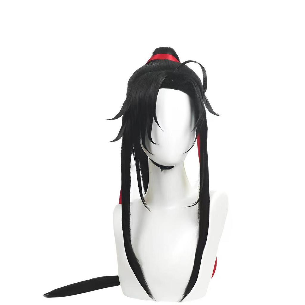 The Untamed Anime Wei Wuxian Youth Cosplay Wig - Black Single Ponytail Braid