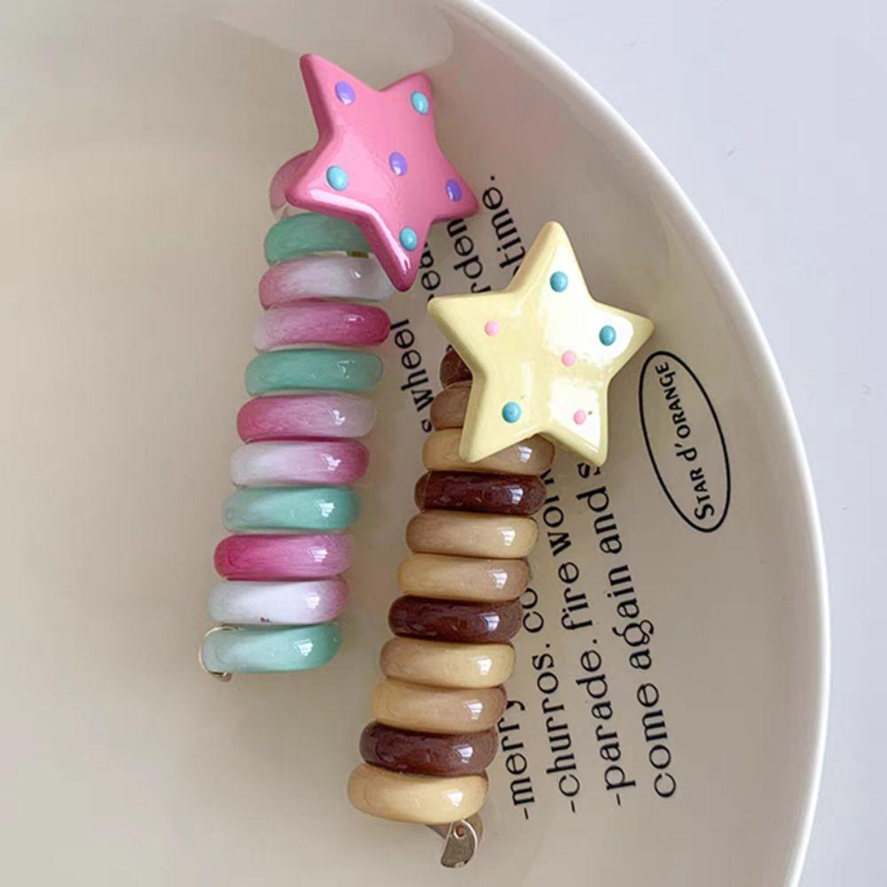 Candy Color Telephone Line Hair Rope Elastic Spiral Coil Hair Rope Cute Rainbow Hair Ring  Daily