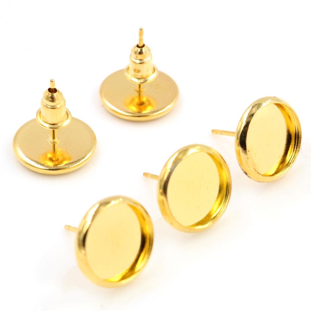 High Quality Copper Material 6mm 8mm 10mm 12mm Earring Studs,Earrings Blank/Base,Fit 6-14mm Cabochons,earring setting