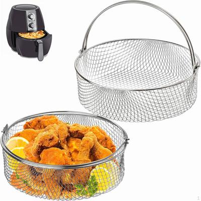 Air Fryer Basket Steaming Rack Reusable Vegetable Barbecue Steamer with Handle for Chicken