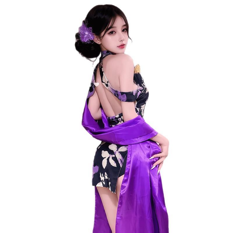 New classical cheongsam suit passion fun underwear sexy uniform temptation purple flirting pure lust