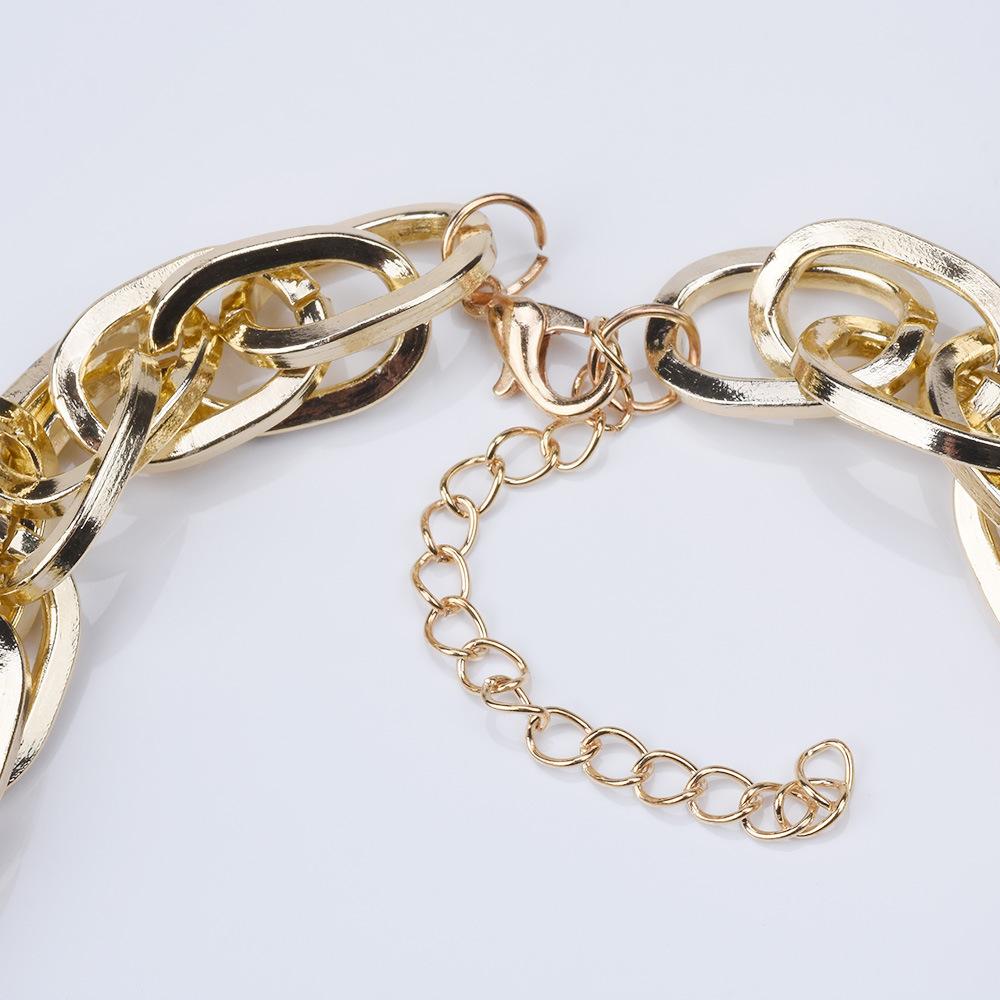 Exaggerated Personality Simple Multi-Layer Metal Chain Gold-Plated Necklace Punk Style Women'S Jewelry