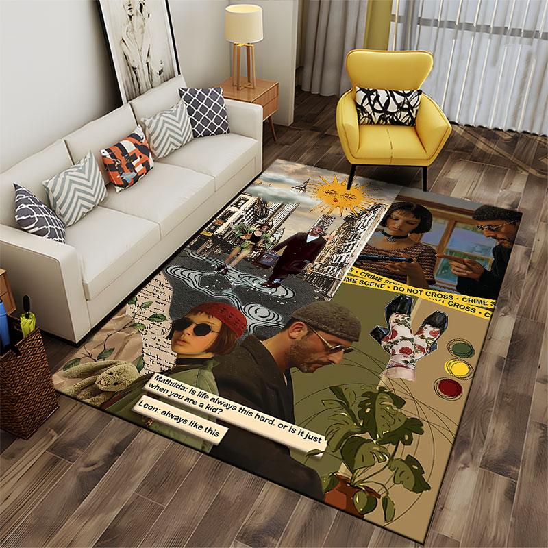 "Retro City Scene Art Carpet" suitable as a non-slip mat for the living room or bedroom sofa