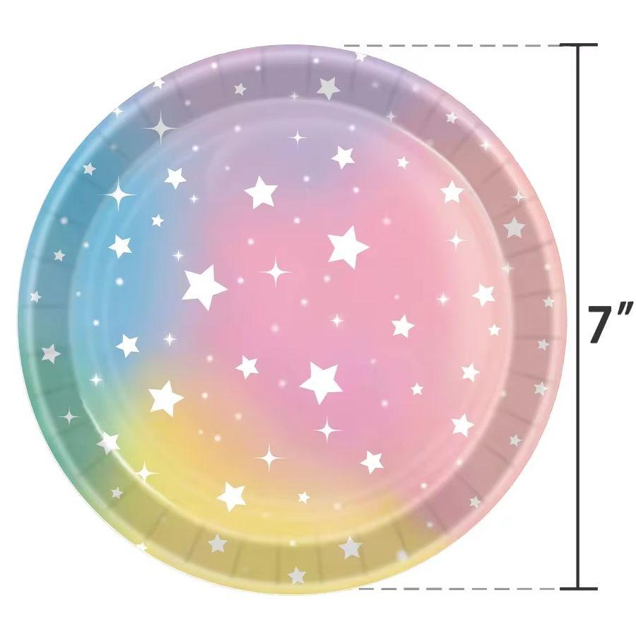 Rainbow Party Supplies Macarons Stars Pink Birthday Napkin Plate Cup Balloon For Girls Wedding Pastel Birthday Party Decor