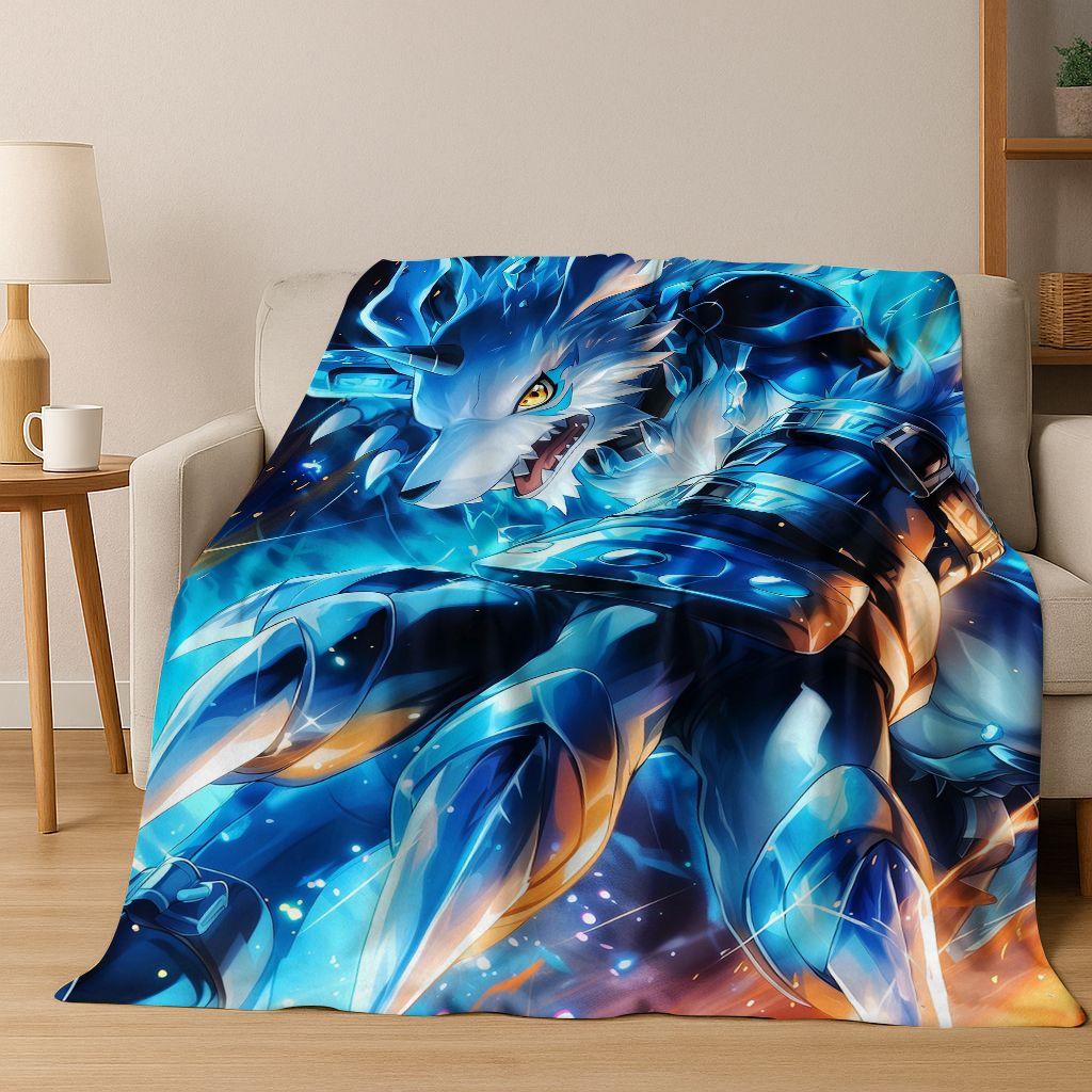 Retro Digimon Adventure Angewomon Agumon Cartoon Flannel Blanket,Cozy Soft Throw Blanket for Home Bedroom Bed Sofa Cover Kids