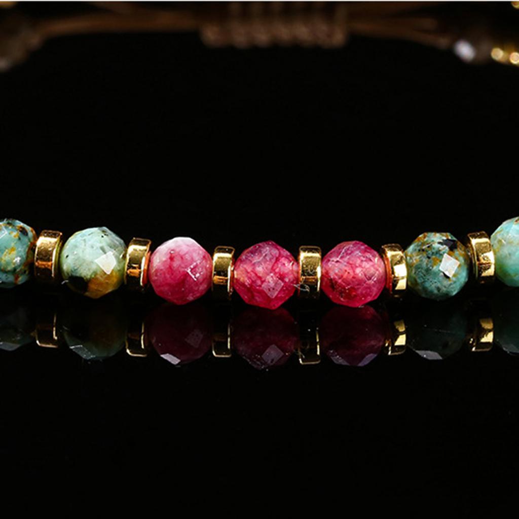 Cut Natural African Turquoise Colored Chalcedony Braided Bracelet Girl's Personality Joker Jewelry.