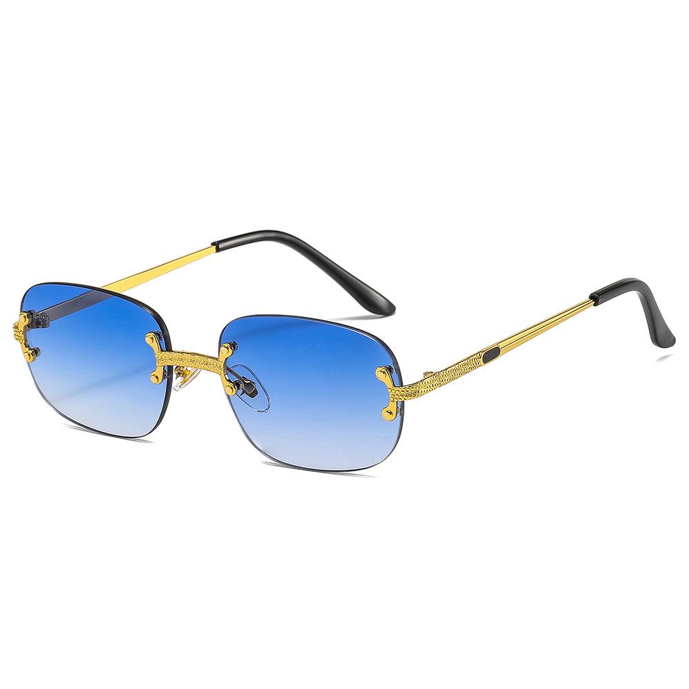 Luxury Brand Designer Rimless Square Sunglasses Women Men Popular Travel Fashion Vintage Punk Small Sun Glasses Mirror Shades