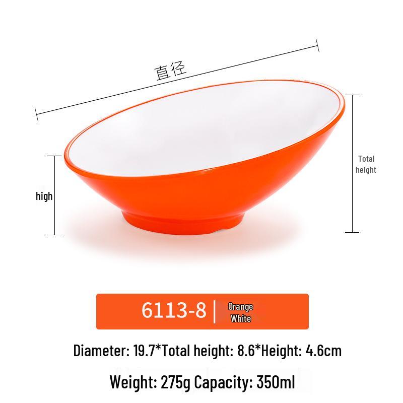 Velká šikmá melaminová mísa - Imitace porcelánu pro horký hrnec, salát a dochucovadla