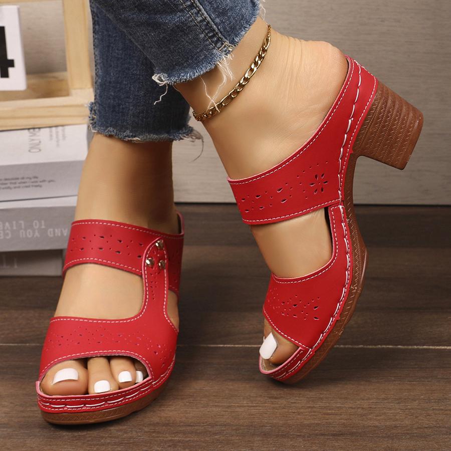 Casual Slingback Slides Shoes Women Summer Lightweight Hollow Sandals High Heels Dress Chunky Open Toe Slippers Female