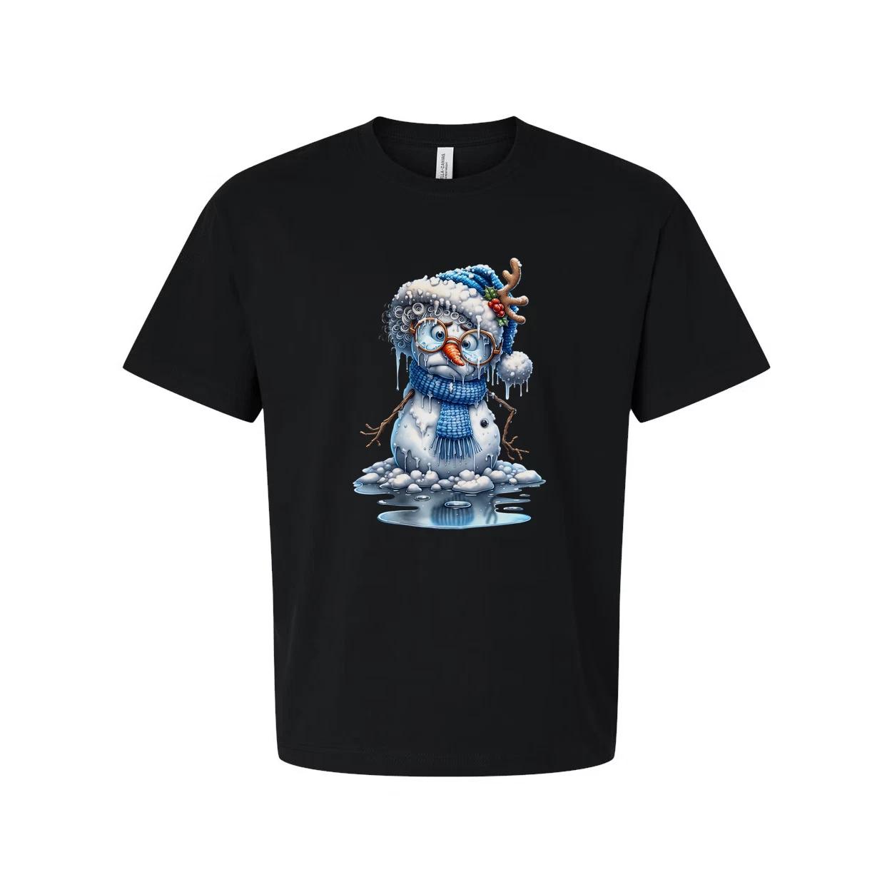 

Snowman Graphic T Shirt With Blue Hat And Scarf Winter Holiday Illustration For 2XL