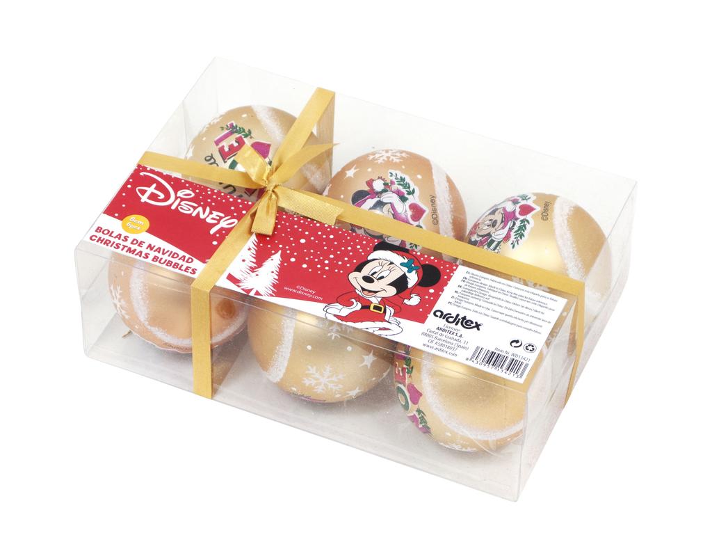 Arditex WD14011 DISNEY-Minnie Pack of 6 Christmas Tree Balls Diameter 8cm
