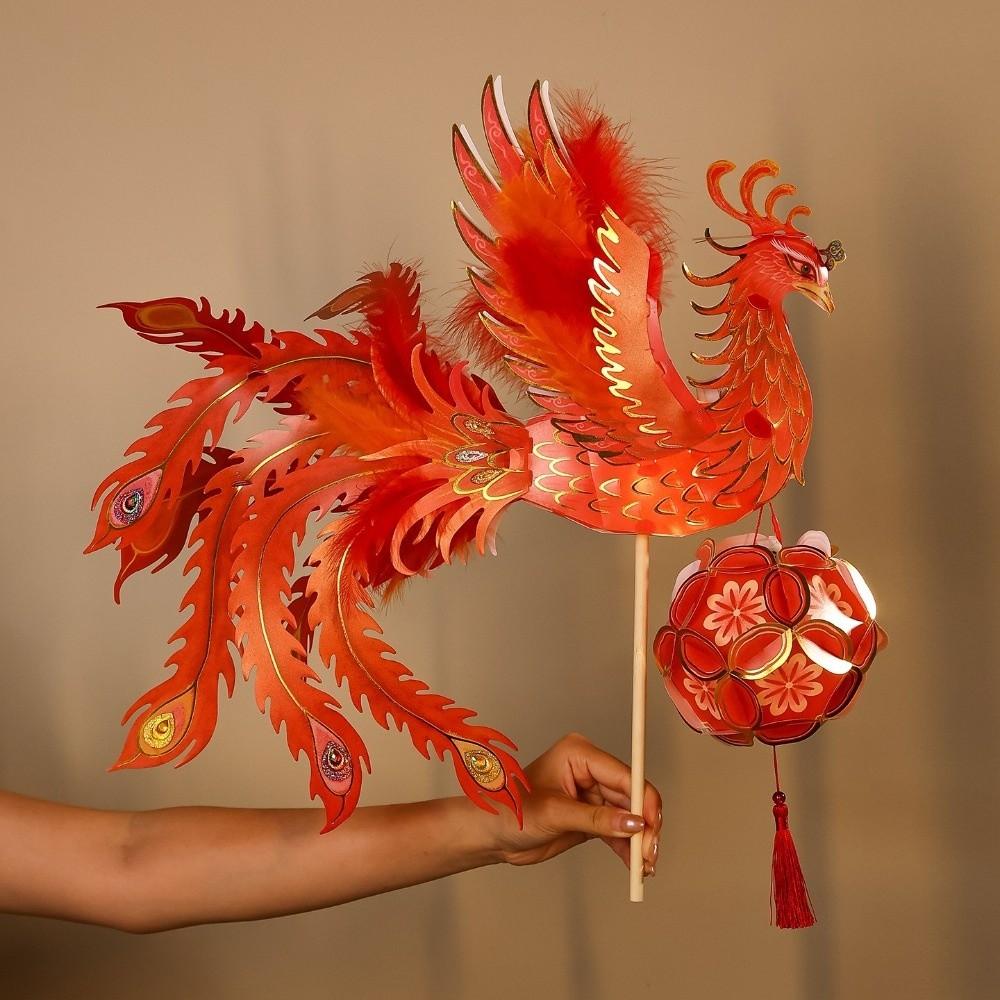 Glowing Lunar New Year Lamp Cartoon LED Phoenix Light Toys Kit Chinese Phoenix Lantern Festival