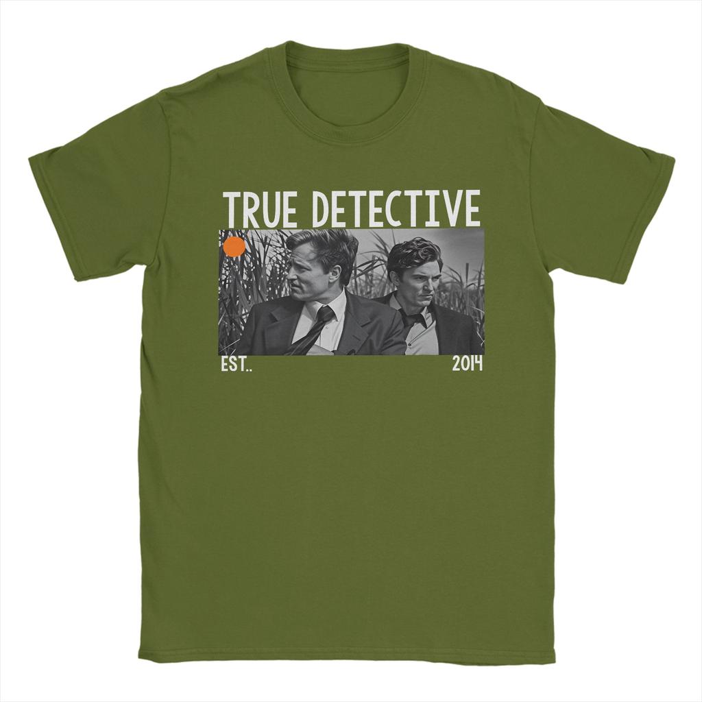 T-shirt Estive True Detective Rust Cohle Marty Hart Hippie 100% Cotone per Uomo Y2K Retro Pattern Manica Corta