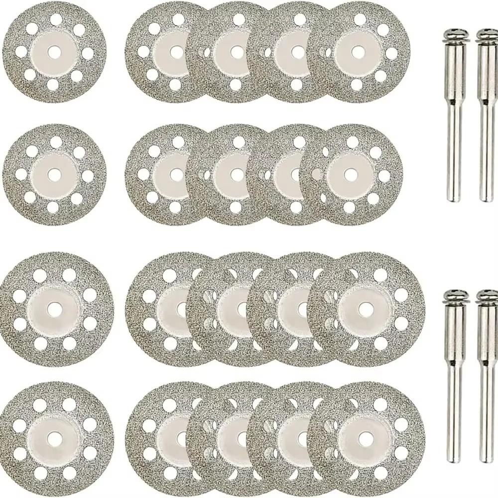 12pcs 22mm Diamond Cutting Disc 3mm Grinding Wheel Mandrel for Metal Cutting Rotary Tool Electric Grinder Parts