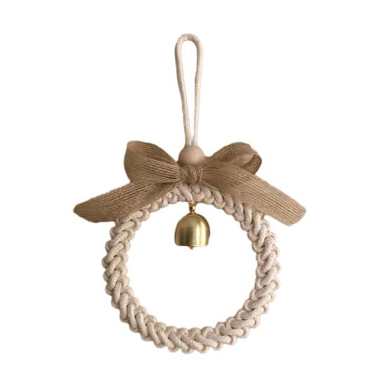

Nordic Wall Hanging Pendant with Bell Handmade Woven Rope Ornament Rustic Boho Wall Art for Living Room Bedroom Entryway Home Decor S
