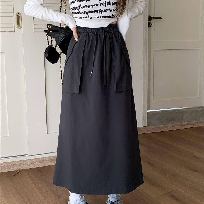New Korean Version of Three-dimensional Bag Skirt for Women with Elastic Waist and Slimming A-line Long Skirt