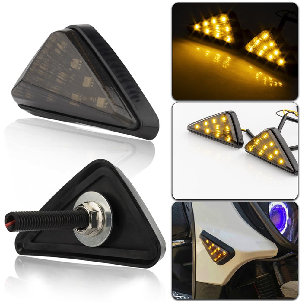2Pcs Motorcycle Turn Signal Lights Triangle Indicator Blinker Side Lights Motorbikes Yellow