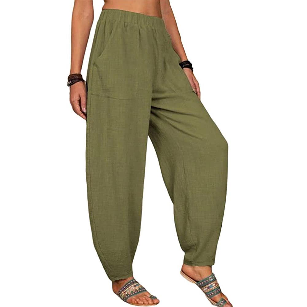 2026 Women's Solid Color Casual Pants Loose Home Harem Breathable Long Pants