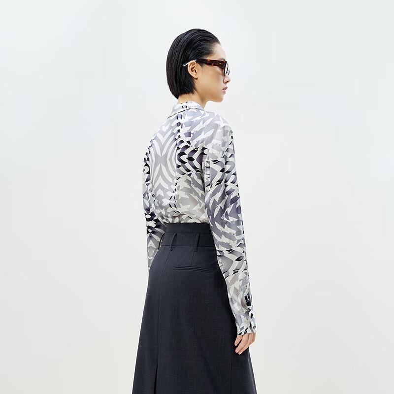 LESS 2025 Spring Silk Blend Long Sleeve Shirt